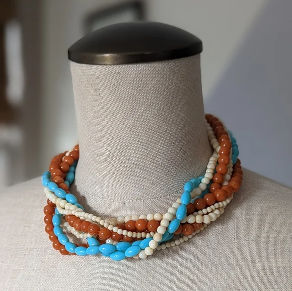 Multi color multi strand beaded necklace - Picture 3 of 3